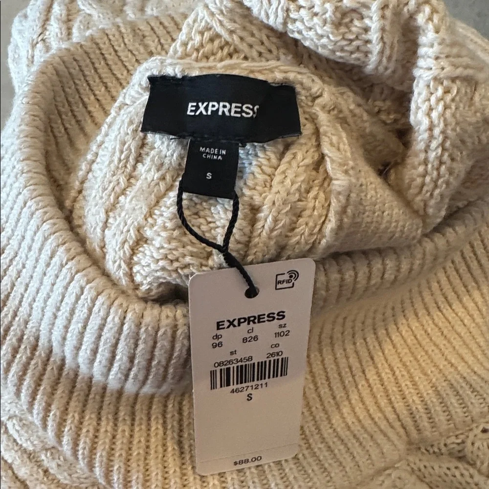 237. Express Cream Cable Knit Turtleneck Sweater NWT